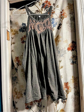 Lace Maxi Dress in Gray & Brown Size 2XL Like New